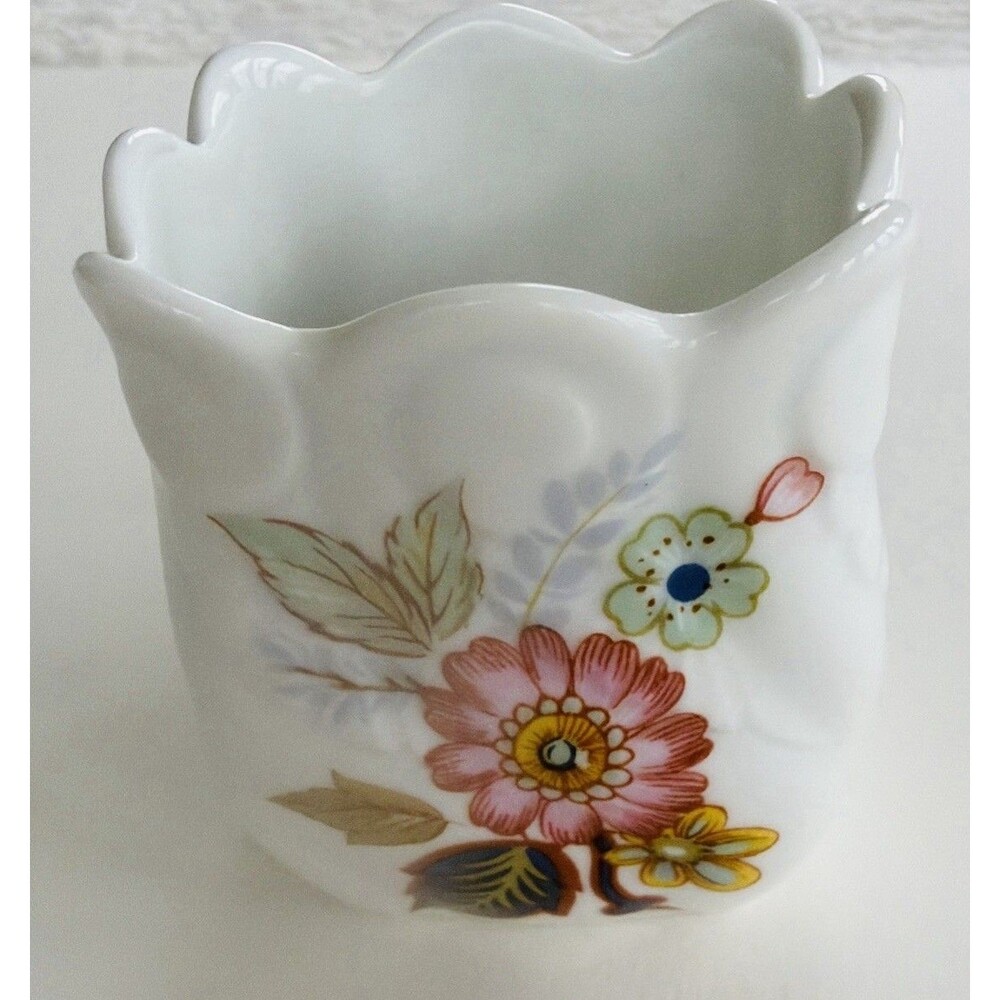 VintageJ.M. Limoges Porcelain  miniature vase scalloped rim Bud Vase France